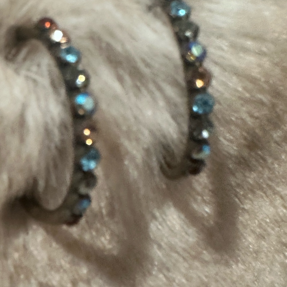 Michal Golan Crystal Embellished Hoop Earrings - Picture 3 of 5